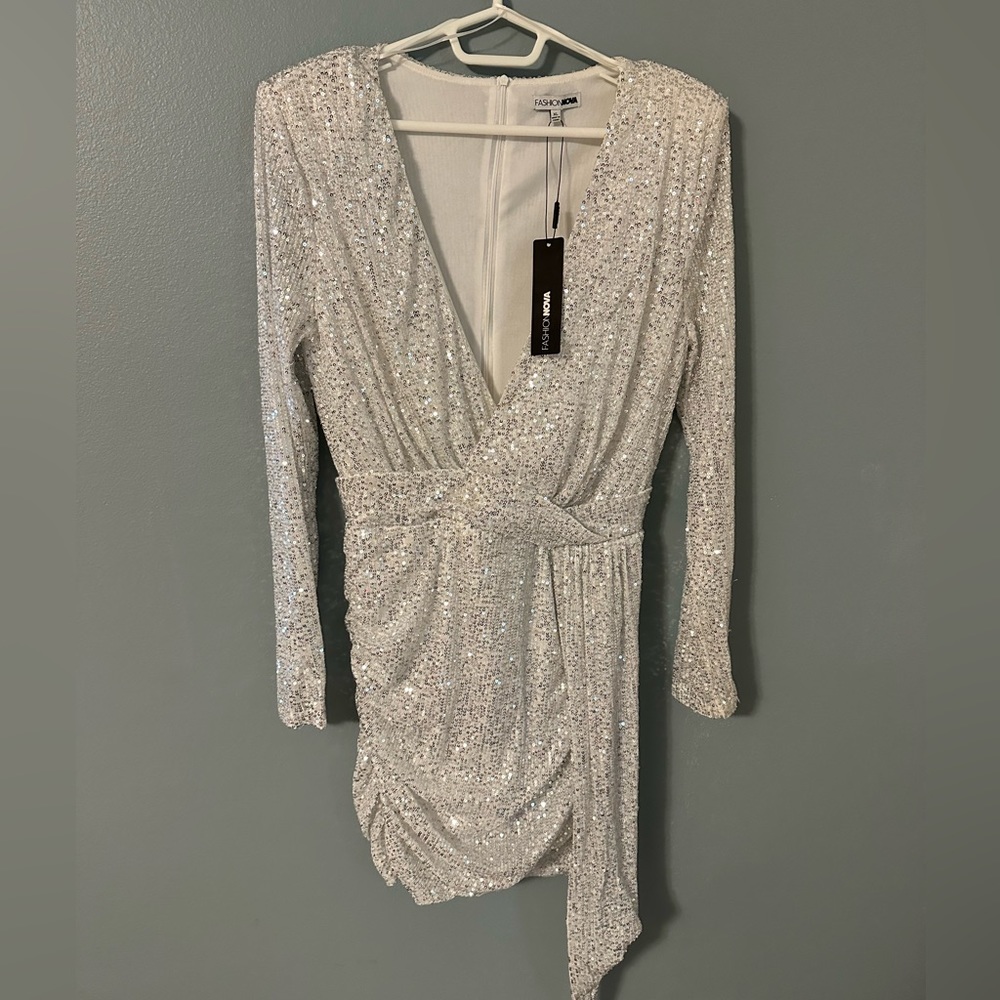 White sequin Fashionova dress